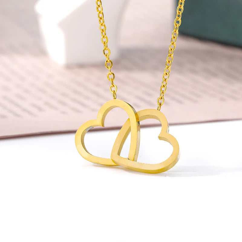 Double Heart Necklaces For Women