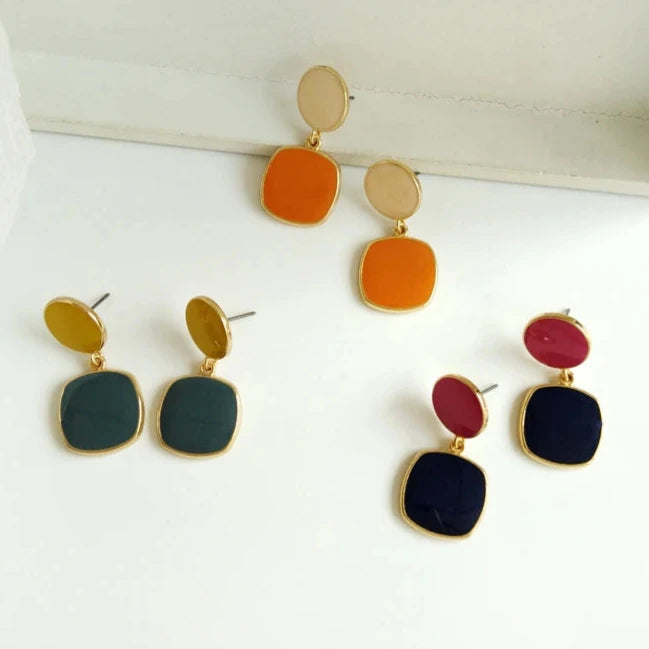 Square Circular Metal Earring