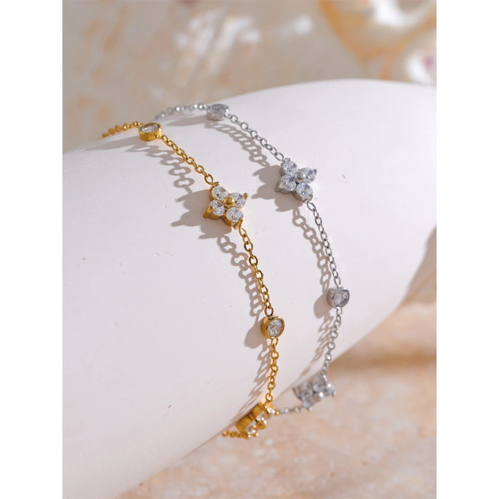 Cubic Zirconia Flower Bracelet