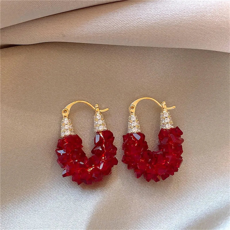 Red Crystal Stud Earrings