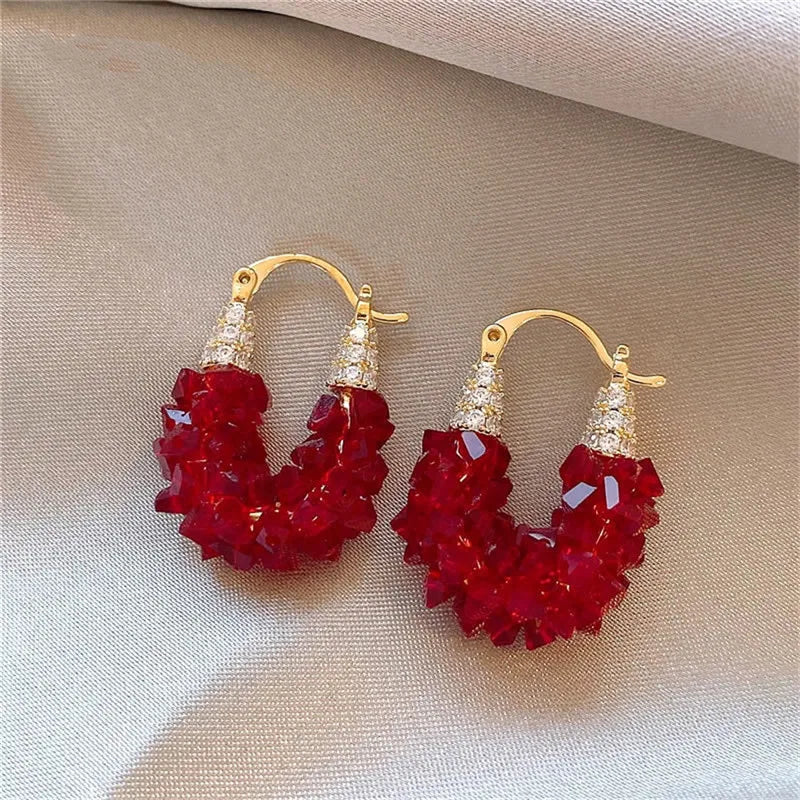 Red Crystal Stud Earrings