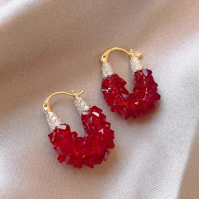 Red Crystal Stud Earrings