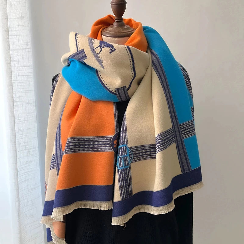 Luxury Multicolored  Scarf in Cashmere