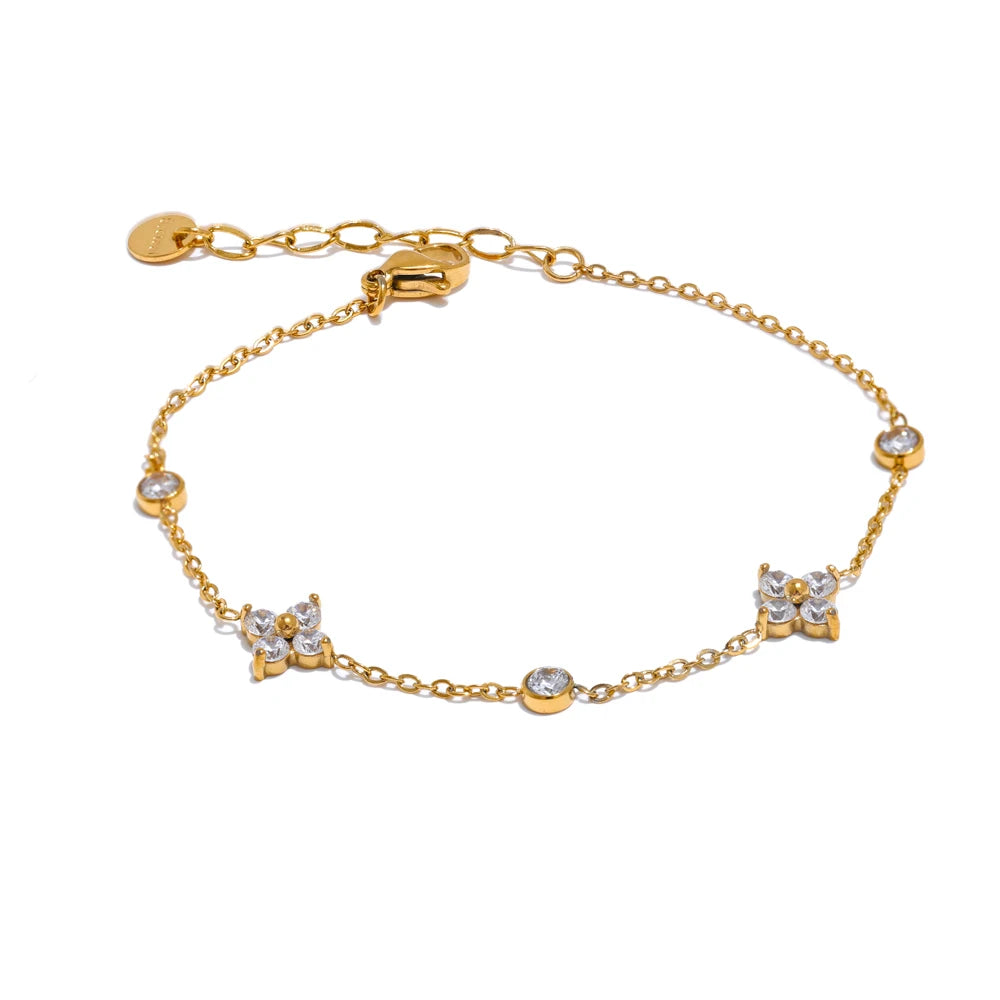 Cubic Zirconia Flower Bracelet