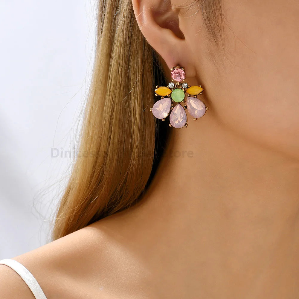 Colorful Geometric Crystal Earring