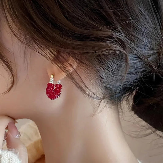 Red Crystal Stud Earrings