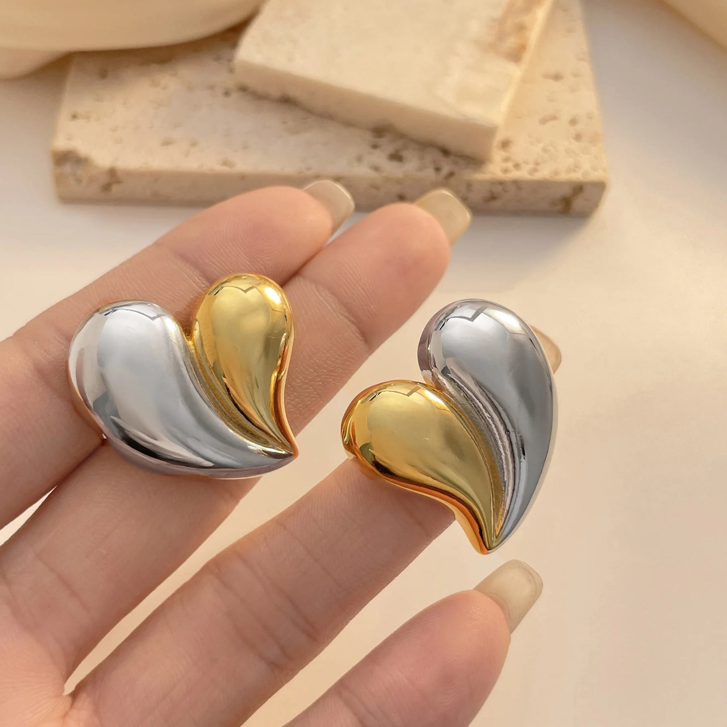 Heart Stud Earrings Waterproof