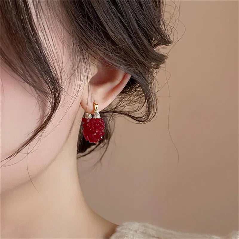 Red Crystal Stud Earrings