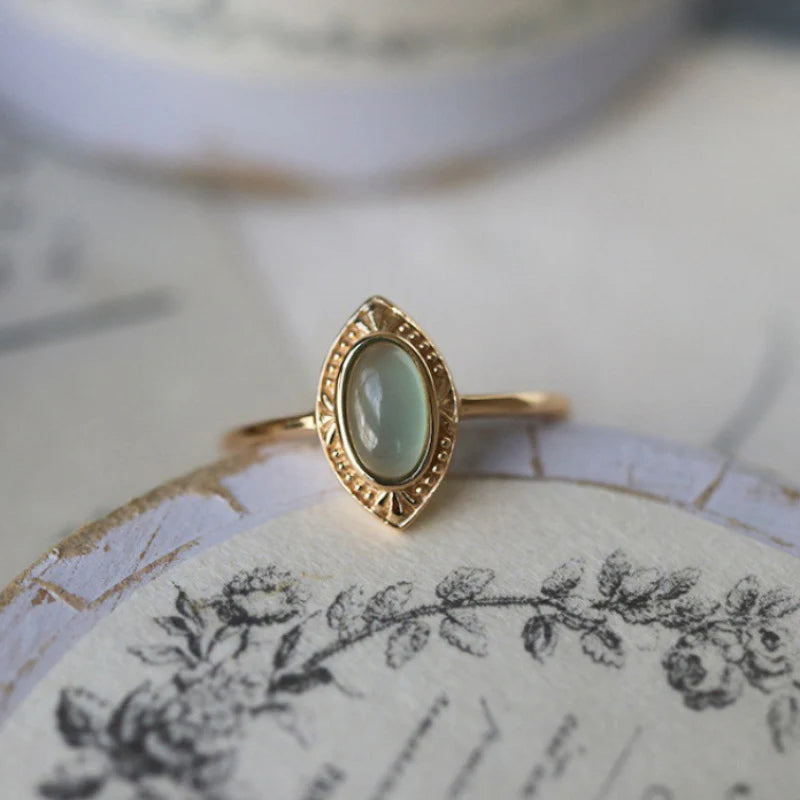 Gold Color Eclipse Green Zircon Rings