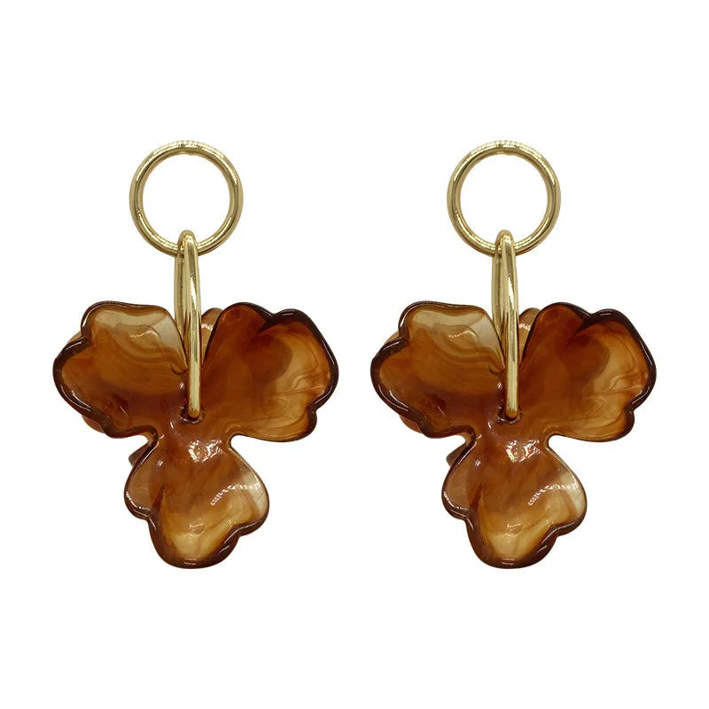 Silver Brown Flower Earring