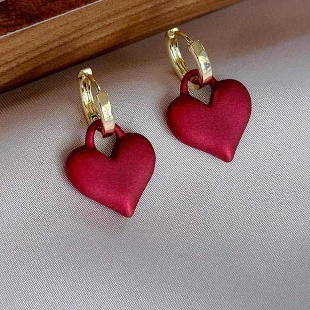 Red Gold Heart Earring