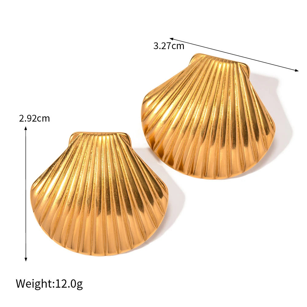 18K Big Shell Stud Earring