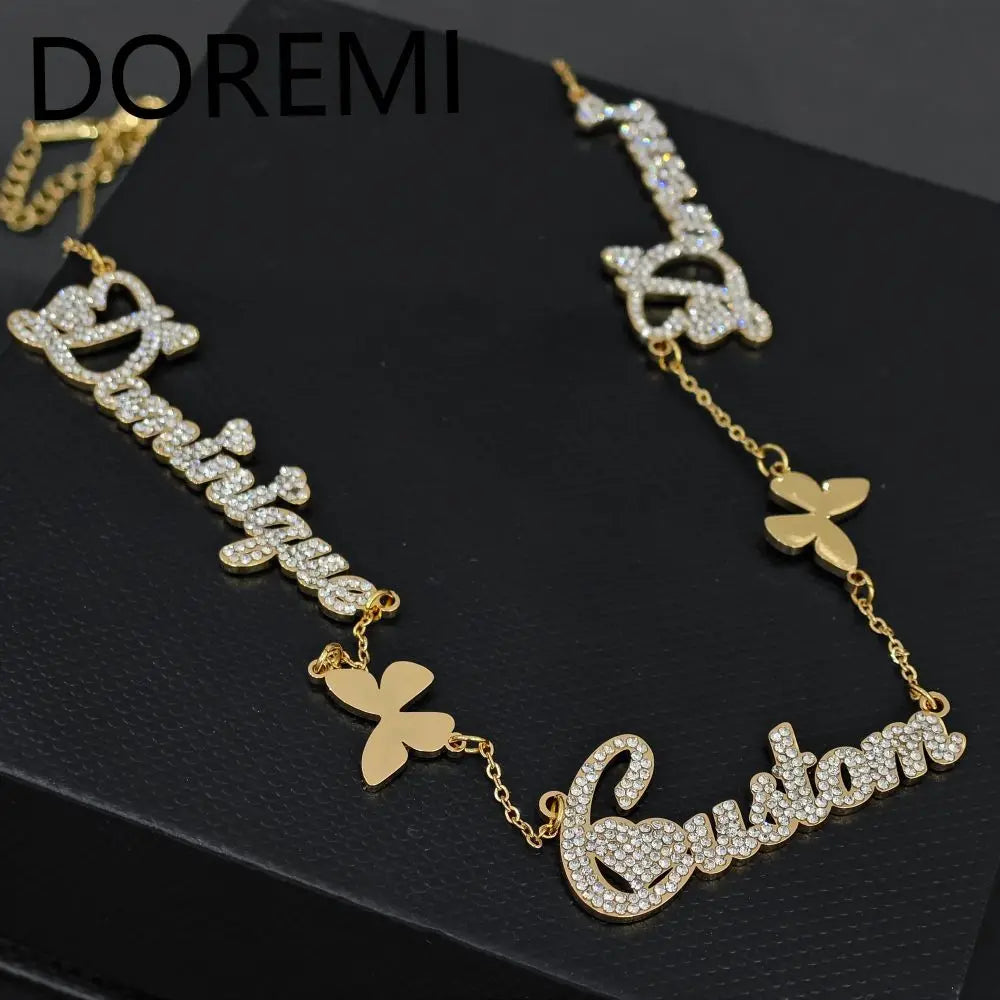 Custom Name Personalized Butterfly Charm Necklace