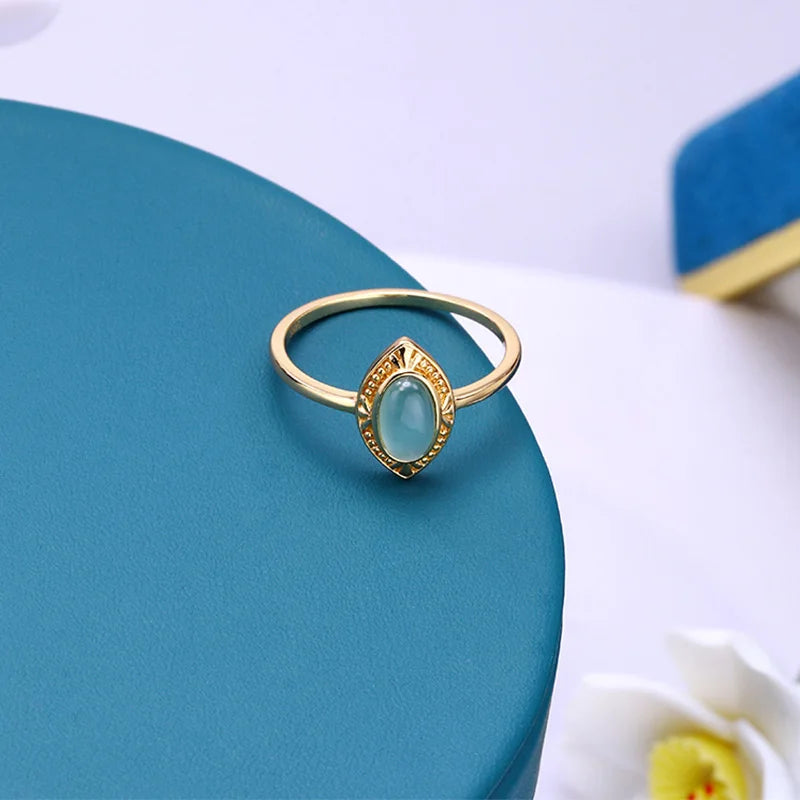 Gold Color Eclipse Green Zircon Rings