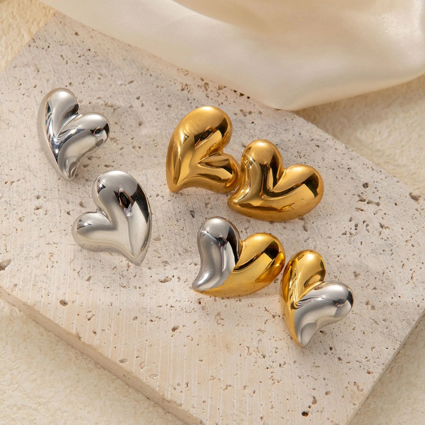 Heart Stud Earrings Waterproof