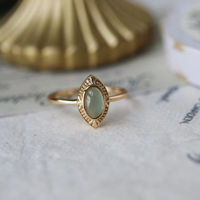 Gold Color Eclipse Green Zircon Rings