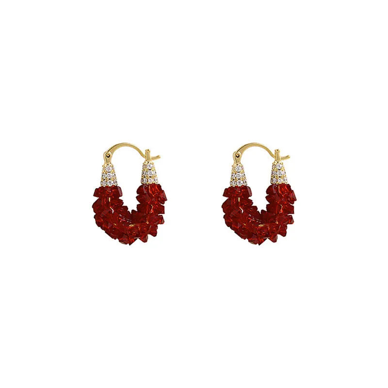 Red Crystal Stud Earrings