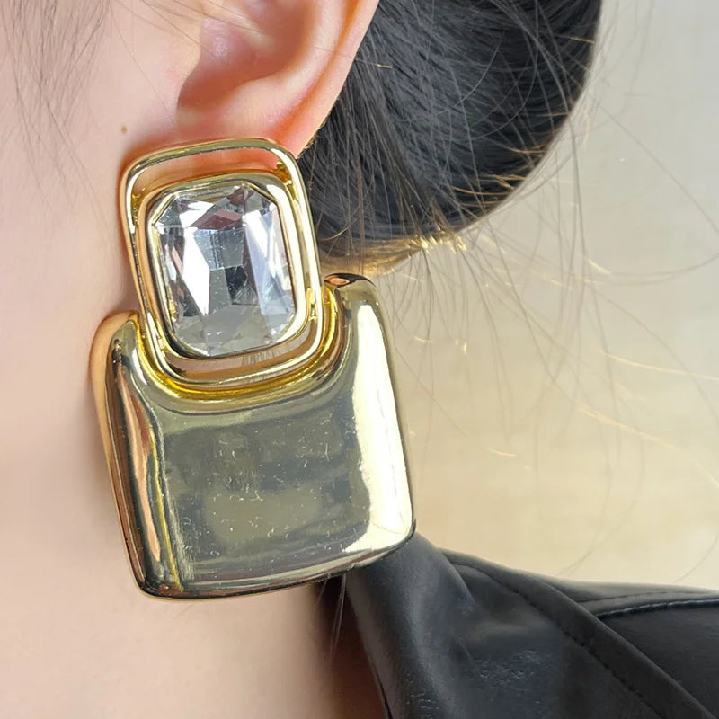 Chloe Geometric Square Crystal Earrings