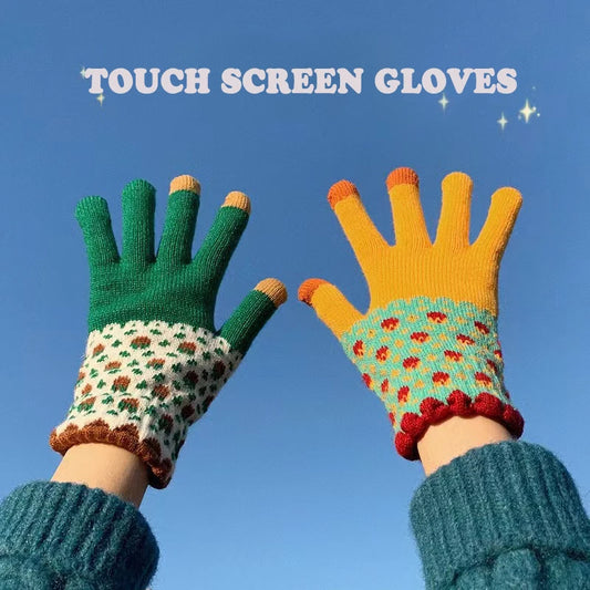 Multicolored Knitted Hand Gloves